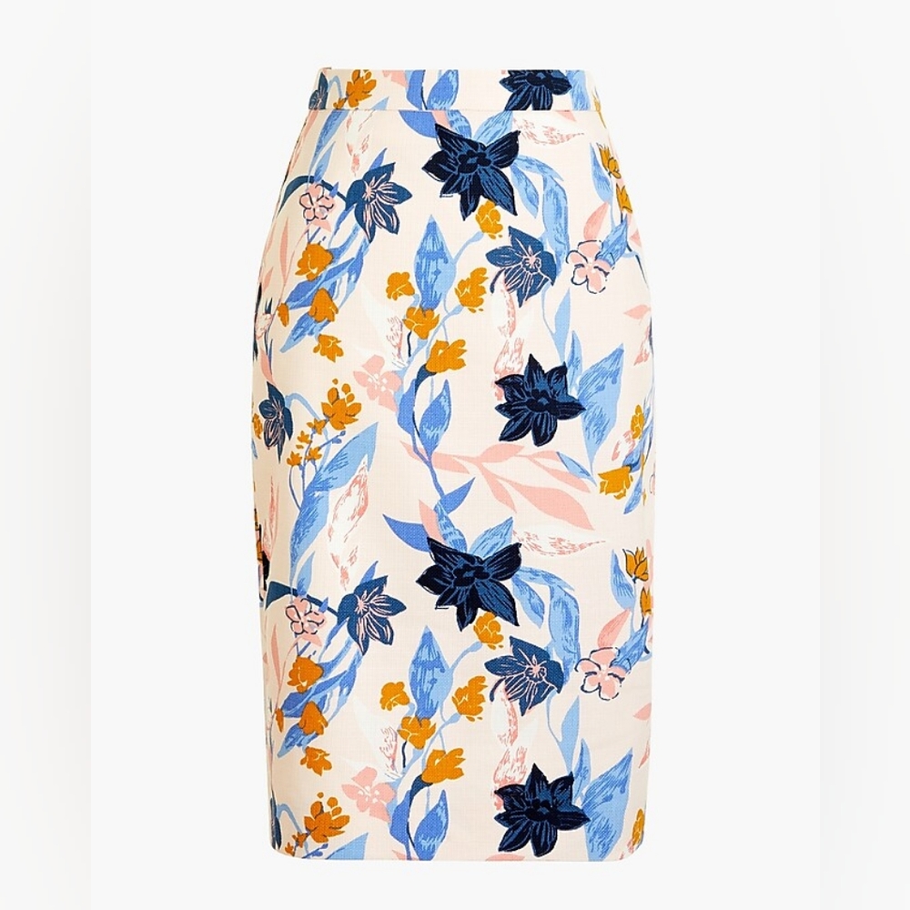 Floral Printed basketweave pencil skirt